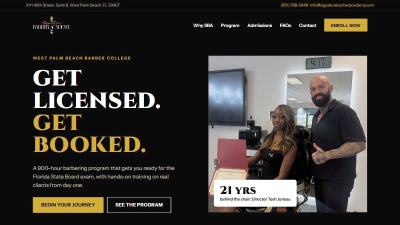 Signature Barber Academy website